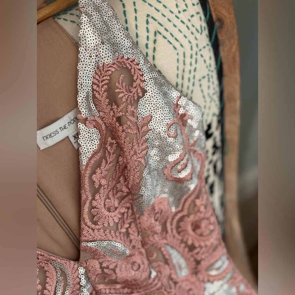 Dress the Population Angela Sequin & Lace Dress XS Homecoming Formal Holiday - Picture 7 of 15